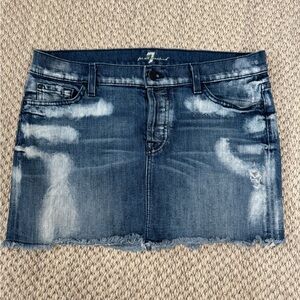 7 for All Mankind Distressed Denim Skirt, Size 29